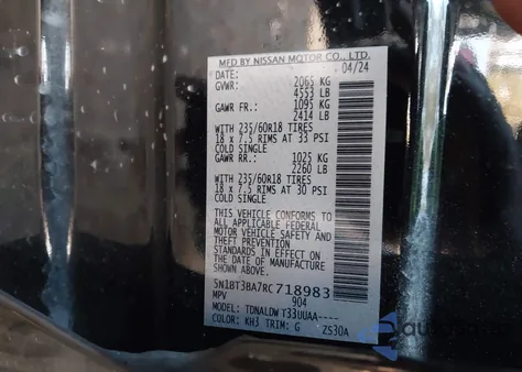 2024 Nissan Rogue Sv Fwd z USA, uszkodzony, nr VIN 5N1BT3BA7RC718983